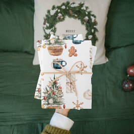 Trendy Colorful Kerstpatroon | WATERVERF Inpakpapier Vel