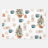 Trendy Colorful Kerstpatroon | WATERVERF Inpakpapier Vel (Voorkant)