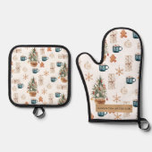 Trendy Colorful Kerstpatroon | WATERVERF Ovenwant & Pannenlap Set (Voorkant)