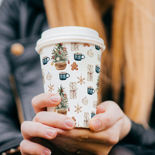 Trendy Colorful Kerstpatroon WATERVERF Papieren Bekers