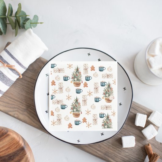 Trendy Colorful Kerstpatroon | WATERVERF Servet