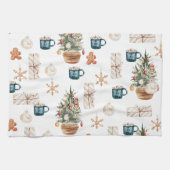 Trendy Colorful Kerstpatroon | WATERVERF Theedoek (Horizontaal)