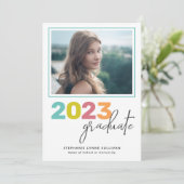 Trendy Colorful Lettering Modern Afstudeerder Part Kaart (Staand voorkant)