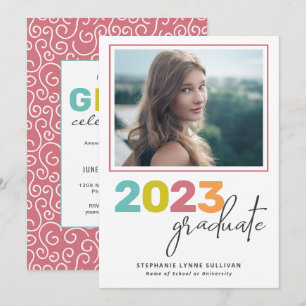 Trendy Colorful Lettering Modern Afstudeerder Part Kaart