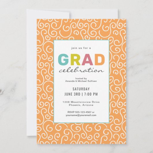 Trendy Colorful Lettering Modern Afstudeerder Part Kaart (Achterkant)