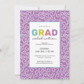 Trendy Colorful Lettering Modern Afstudeerder Part Kaart (Achterkant)