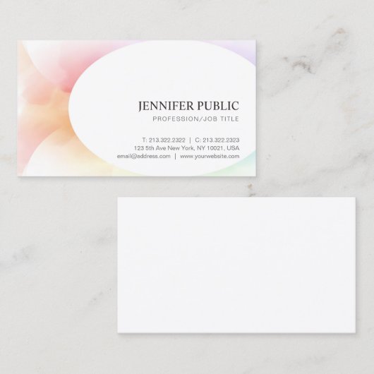 Trendy Colorful Modern Elegant Simple Sjabloon Visitekaartje (Voorkant / Achterkant)