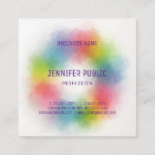 Trendy Colorful Modern Elegant Sjabloon Vierkante Visitekaartje (Achterkant)