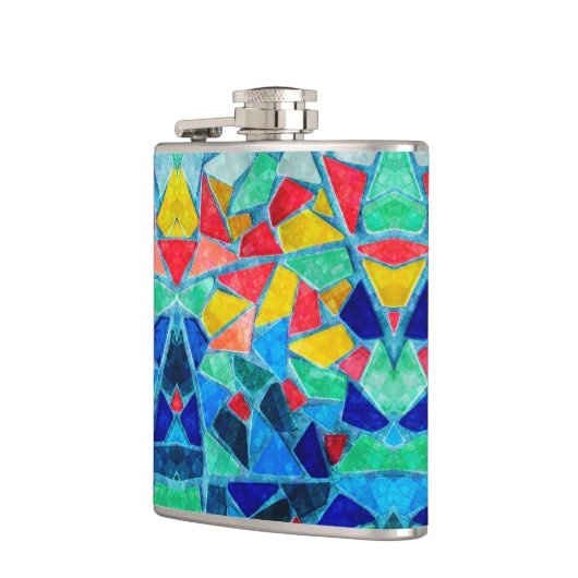 Trendy Colorful Mosaic Abstract Pattern Heupfles (Links)