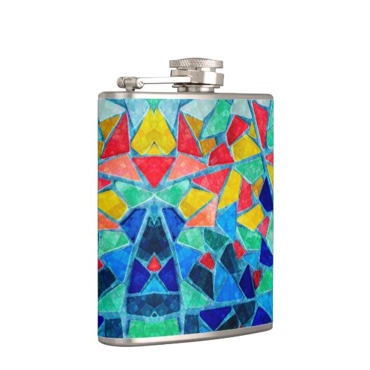 Trendy Colorful Mosaic Abstract Pattern Heupfles (Rechts)