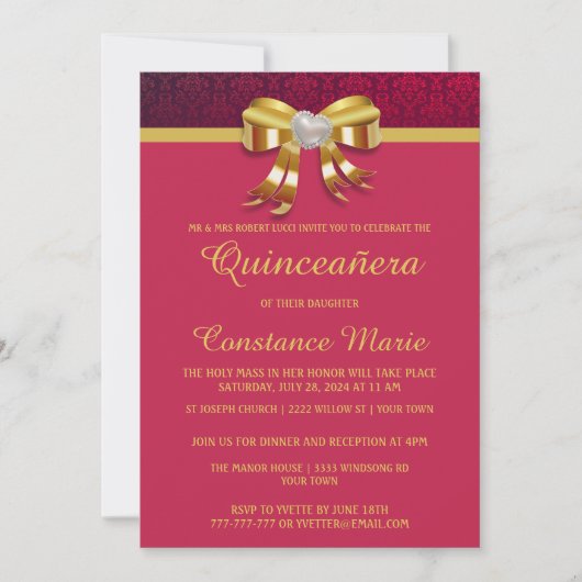 Trendy Colorful Pattern Quinceanera Invitation Kaart (Voorkant)