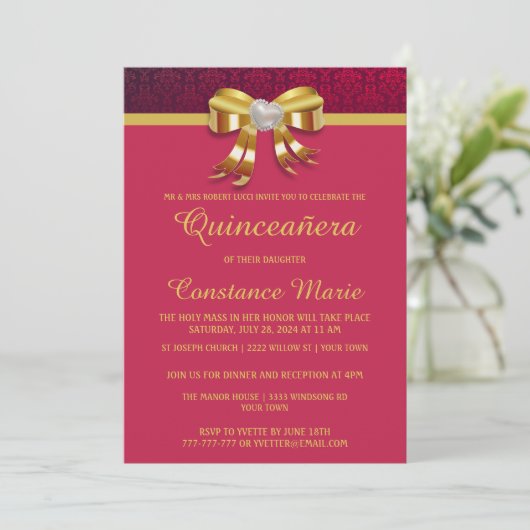 Trendy Colorful Pattern Quinceanera Invitation Kaart (Staand voorkant)