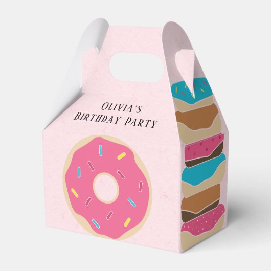 Trendy Colorful Pink Sprinkle Donut Girl Birthday Bedankdoosjes (Voorkant Zijde)