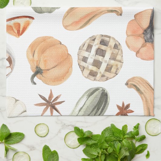 Trendy Colorful Pumpkin Pattern | Autumn Vibes Theedoek (Gevouwen)