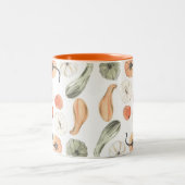 Trendy Colorful Pumpkin Pattern | Autumn Vibes Tweekleurige Koffiemok (Center)