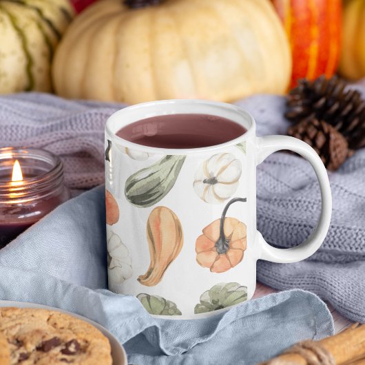 Trendy Colorful Pumpkin Pattern | Autumn Vibes Tweekleurige Koffiemok