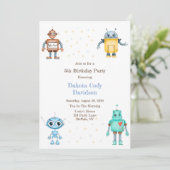 Trendy Colorful Robots Boy Birthday Party Kaart (Staand voorkant)