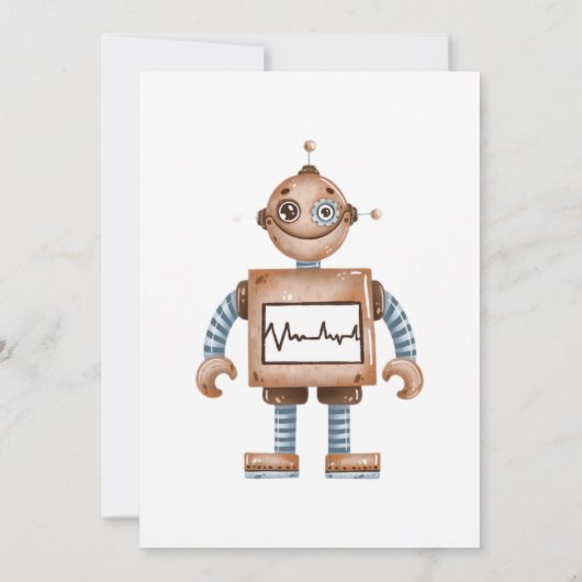 Trendy Colorful Robots Boy Birthday Party Kaart (Achterkant)