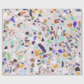 Trendy Colorful Shiny Stones Terrazzo Pink Design Cadeaupapier (Vlak)