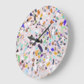 Trendy Colorful Shiny Stones Terrazzo Pink Design Grote Klok (Hoek)