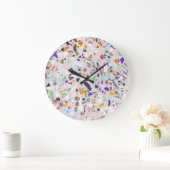 Trendy Colorful Shiny Stones Terrazzo Pink Design Grote Klok (Huis)