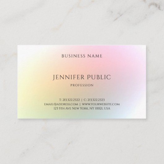 Trendy Colorful Sjabloon Modern elegant design Visitekaartje (Achterkant)