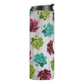 Trendy Colorful Succulents & Rustic Wood Planks Thermosbeker (Gedraaid links)