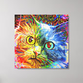 Trendy Colorful Tabby Cat Canvas Afdruk (Voorkant)