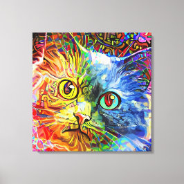 Trendy Colorful Tabby Cat Canvas Afdruk