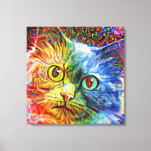 Trendy Colorful Tabby Cat Canvas Afdruk