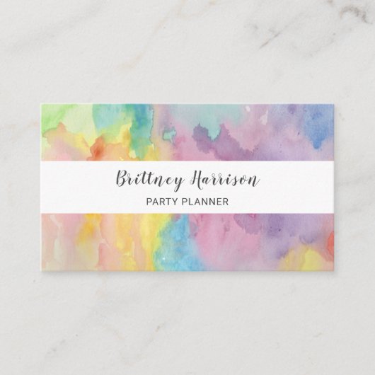 Trendy Colorful Waterverf Abstracte kunst Unieke Visitekaartje (Voorkant)