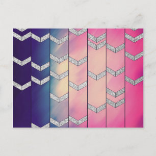 Trendy Colorful Waterverf Arrow Zig Zag Glitter Briefkaart