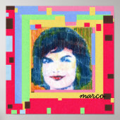 Trendy Colorful Waterverf Jackie Kennedy collage Poster (Voorkant)