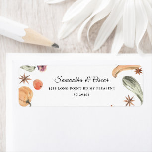 Trendy Colorful Waterverf Pumpkin   Autumn Vibes Etiket