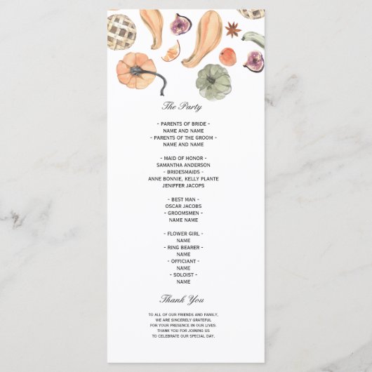 Trendy Colorful Waterverf Pumpkin | Autumn Vibes Menu (Achterkant)