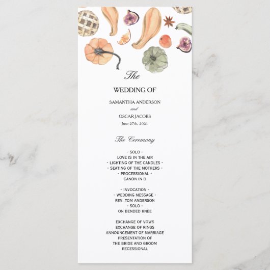 Trendy Colorful Waterverf Pumpkin | Autumn Vibes Menu (Voorkant)