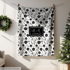 Trendy Colors Custom Blanket Black White Botanical Fleece Deken