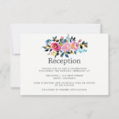 Trendy Colors Waterverf Floral Wedding Reception Kaart (Voorkant)