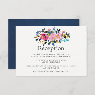 Trendy Colors Waterverf Floral Wedding Reception Kaart