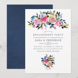 Trendy Colorway Waterverf Floral Engagement Party Kaart