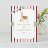 Trendy colorways Llama Birthday Party uitnodiging (Staand voorkant)
