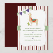 Trendy colorways Llama Birthday Party uitnodiging (Voorkant / Achterkant)