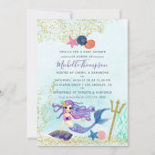 Trendy Colorways Mermaid themed Baby shower Kaart (Voorkant)