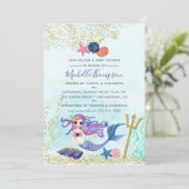 Trendy Colorways Mermaid themed Baby shower Kaart (Staand voorkant)