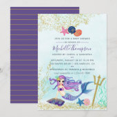 Trendy Colorways Mermaid themed Baby shower Kaart (Voorkant / Achterkant)