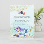 Trendy Colorways Mermaid themed Birthday Party Kaart (Staand voorkant)