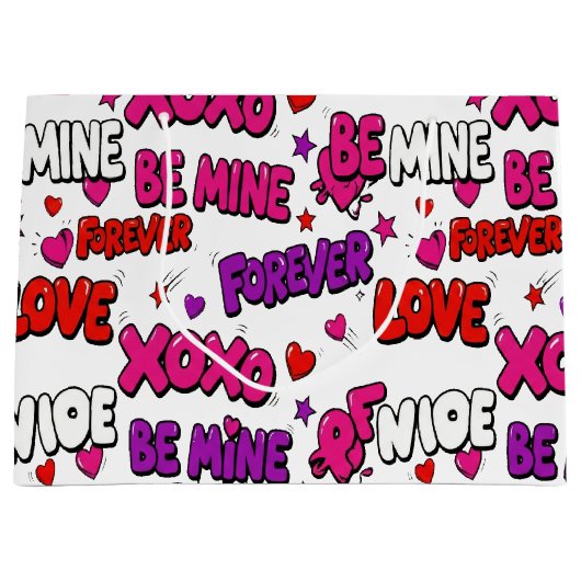 Trendy Comic Book Graffiti "Be Mine" Typography Groot Cadeauzakje (Voorkant)