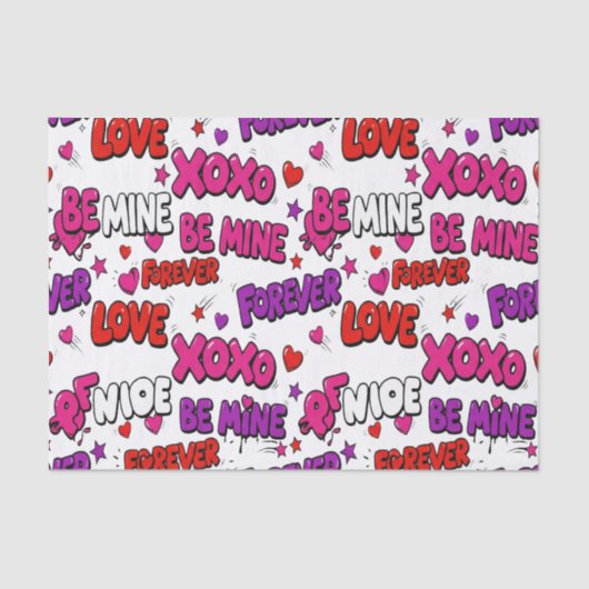 Trendy Comic Book Graffiti "Be Mine" Typography Tissuepapier (Voorkant)