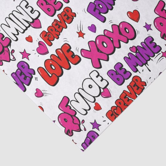 Trendy Comic Book Graffiti "Be Mine" Typography Tissuepapier (Detail)