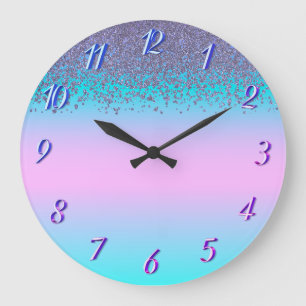 Trendy Confetti Diamonds Ombre Holographic Grote Klok